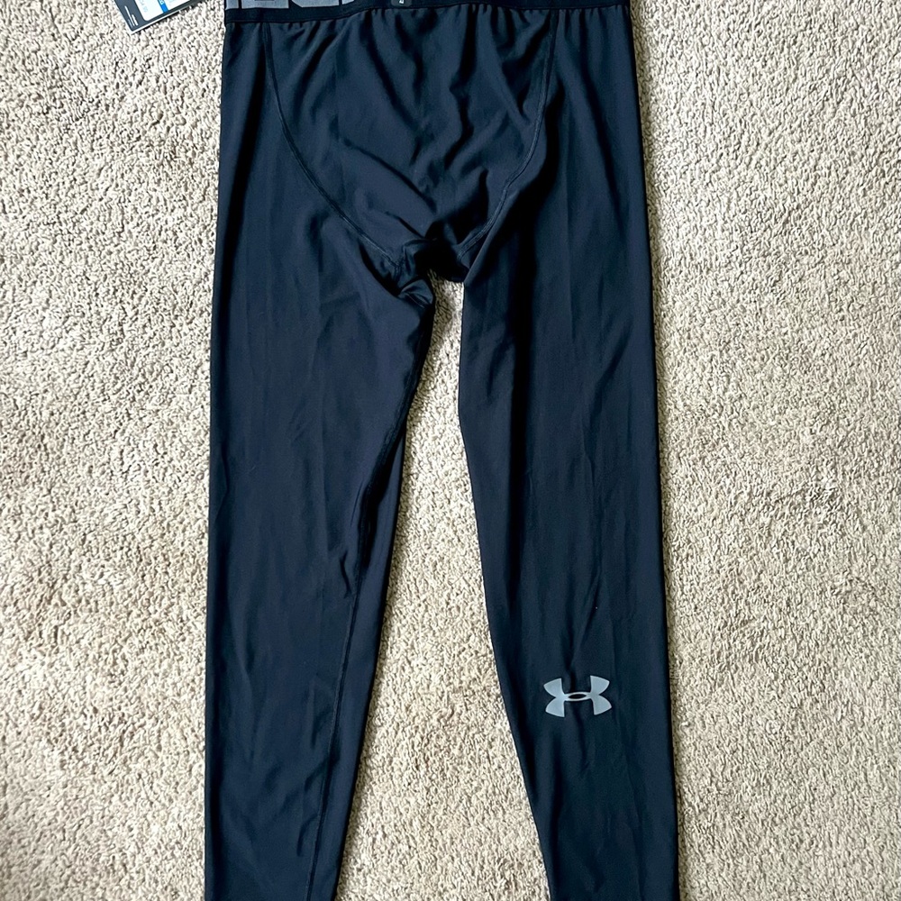 Under Armour Black Kids' Performance Leggings with Gray Logo